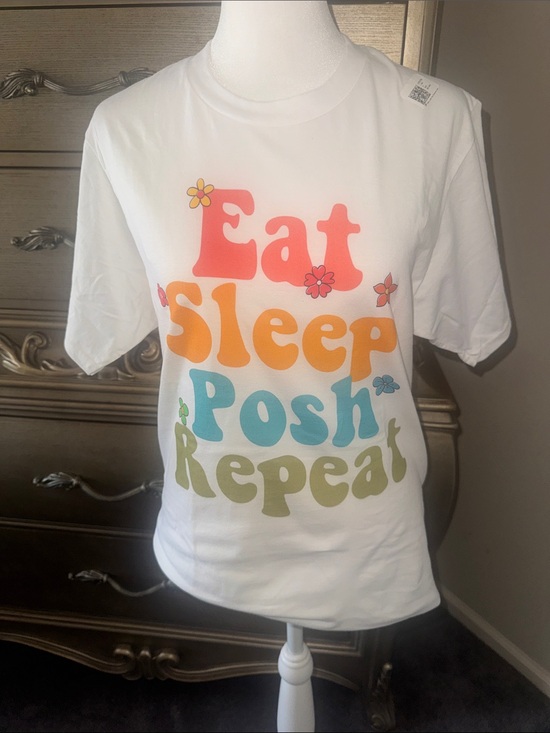 Tops - Womens White 'Eat Sleep Posh Repeat' Graphic Tee